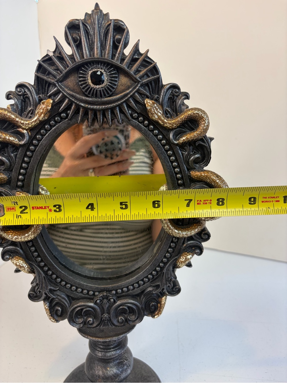 Halloween Gothic CHRISTIAN SIRIANO Tabletop Framed Mirror Gold Snakes reputation - Picture 7 of 11
